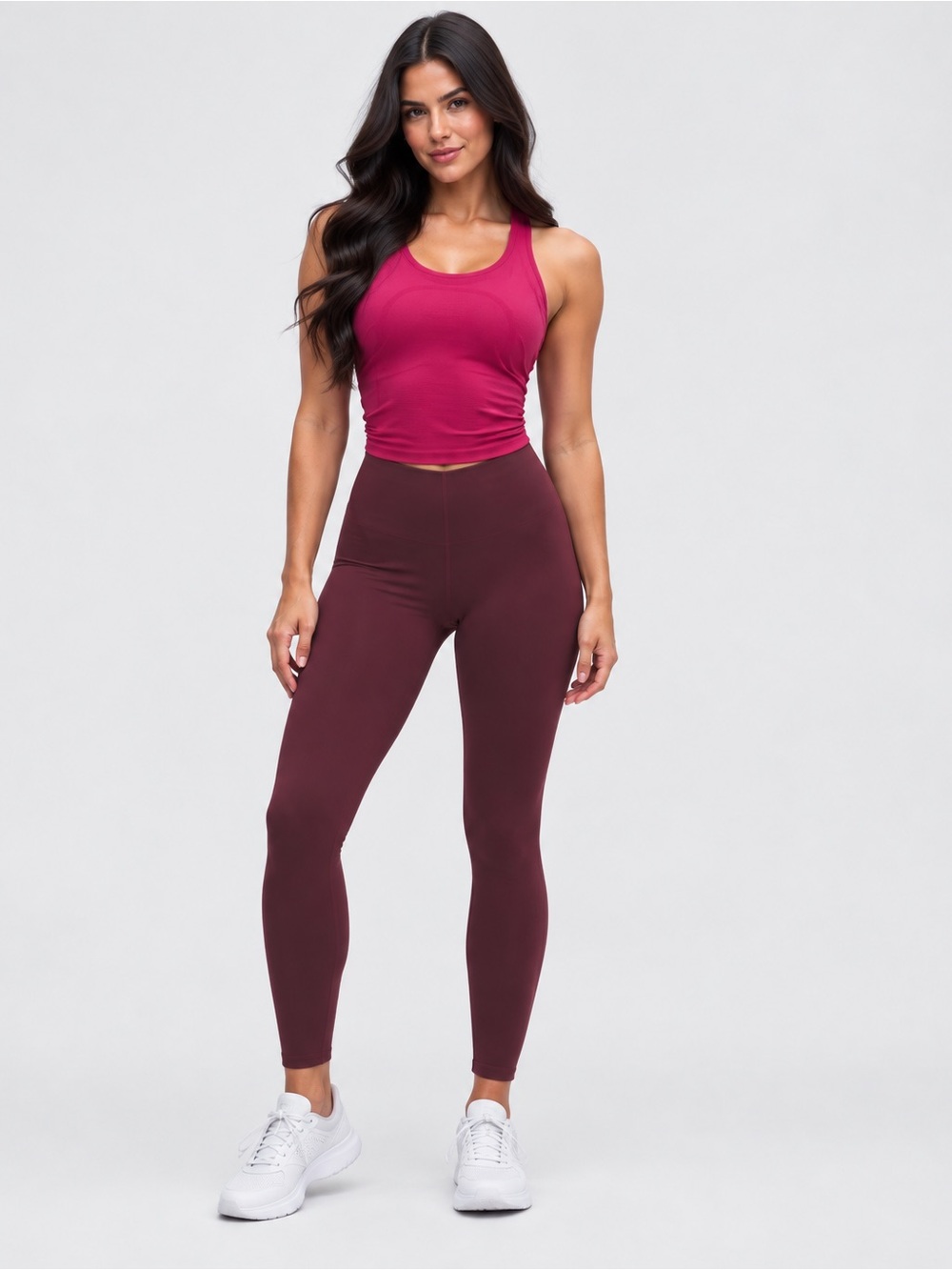 Lululemon Glow up SHR tight in burgundy bay
